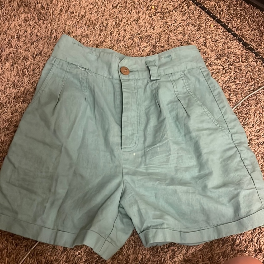 high wasted teal shorts